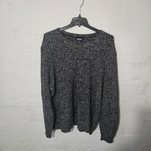 KingSize 3XLT Marled Knit Sweater Black Gray Crewneck Big Tall